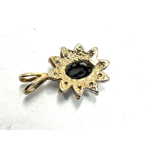 162 - 9ct gold diamond & sapphire pendant