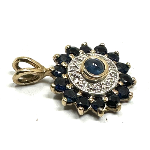 168 - 9ct gold sapphire & diamond pendant