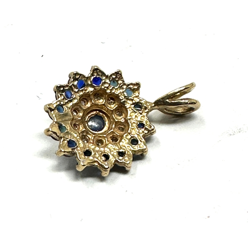 168 - 9ct gold sapphire & diamond pendant