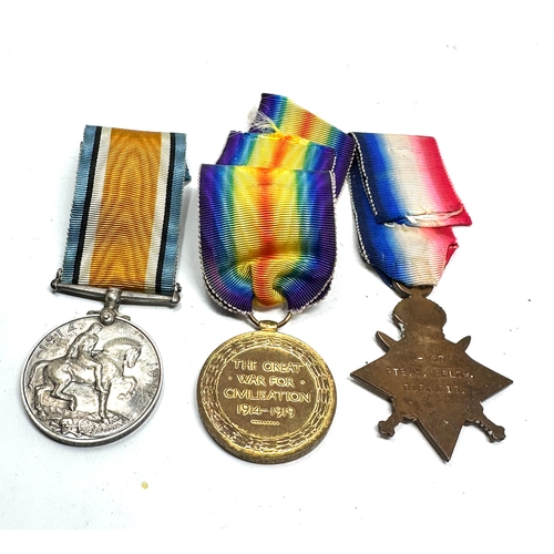 366 - WW1 trio medals to z-850 pte h.barlow rifle brigade