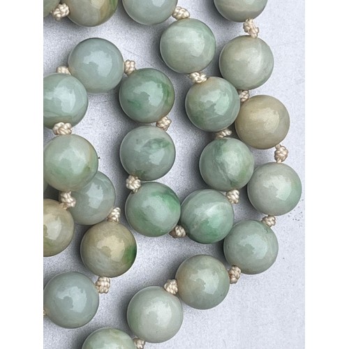 183 - Antique Chinese Jade bead necklac length of string 70cm individual bead size approx 0.9cm