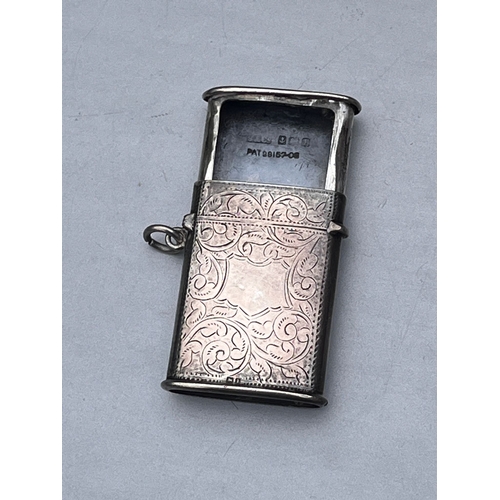 2 - Antique sterling silver vesta case with secret opining fully hallmarked Birmingham 1910 in good cond... 