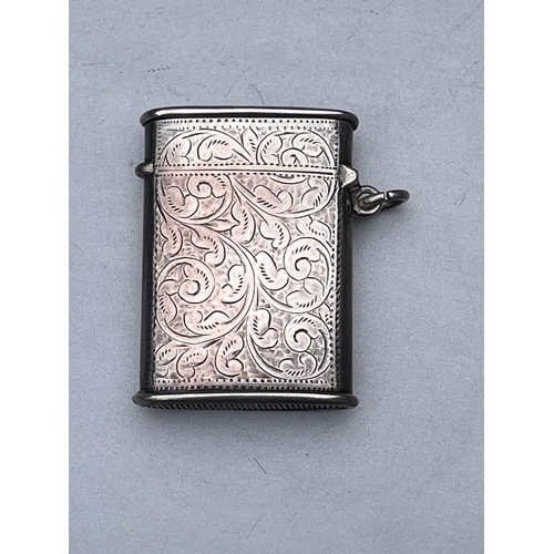 2 - Antique sterling silver vesta case with secret opining fully hallmarked Birmingham 1910 in good cond... 