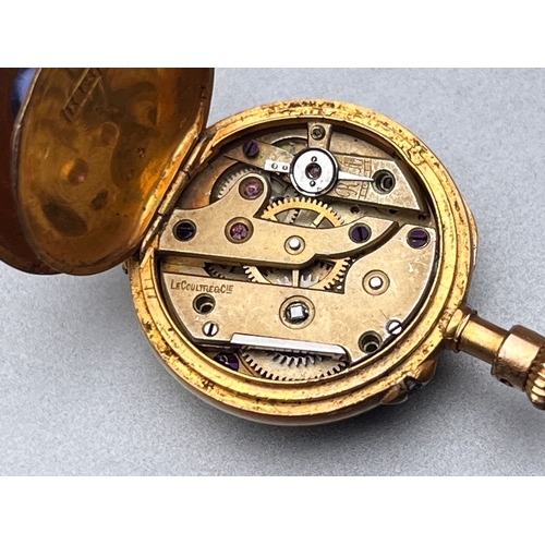 408 - Miniature 18ct gold leCoultre pocket watch weight 9 gms the watch is not ticking