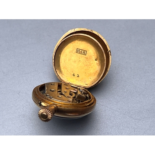 408 - Miniature 18ct gold leCoultre pocket watch weight 9 gms the watch is not ticking