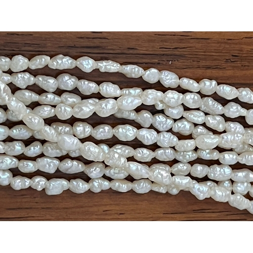 192 - Vintage 8 strand pearl necklace with 14ct gold clasp length 48cm weight 55g