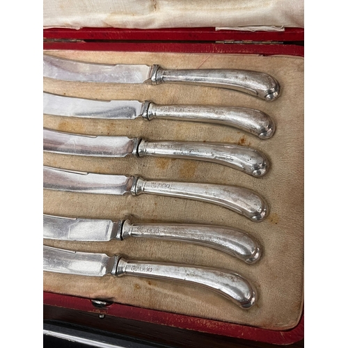 3 - four cased sets of antique / vintage silver handled dessert knives