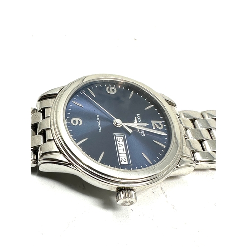 430 - LONGINES Flagship Automatic Day Date 35.6mm gents wristwatch Polished Stainless steel case and brace... 