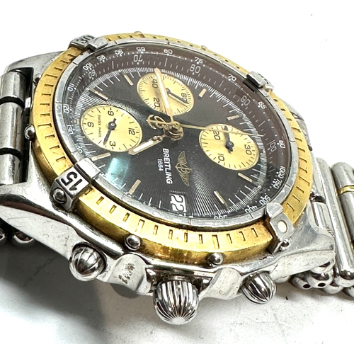 433 - BREITLING 1884 chronograph steel / gold automatic gents wristwatch D130487the watch is ticking