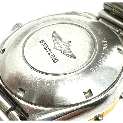 433 - BREITLING 1884 chronograph steel / gold automatic gents wristwatch D130487the watch is ticking