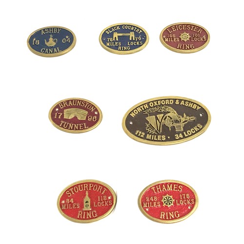 60 - Selection of brass canal signs largest measures approximately 6.5 inches by 4 inches