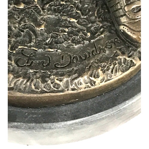 256 - Vintage signed J. Davidson bronze of a young boy with golf caddy on stand, height approximately 17 i... 