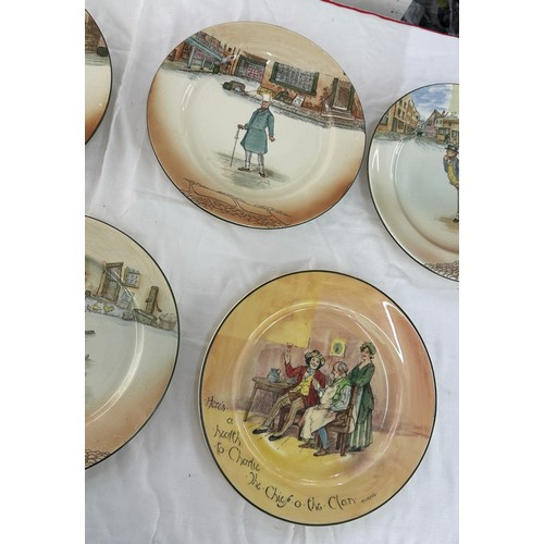 568 - Selection of antique Royal Doulton collectors plates to include ' Sam Weller', ' The Artful Dodger' ... 