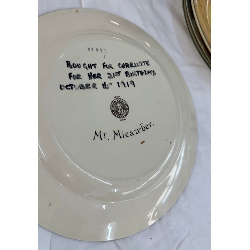 568 - Selection of antique Royal Doulton collectors plates to include ' Sam Weller', ' The Artful Dodger' ... 