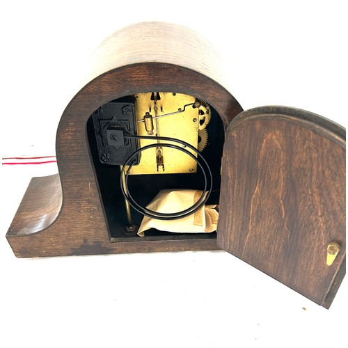 9 - Wooden 2 keyhole mantel clock, single  keyhole mantel clock, both with key and pendulum, untested