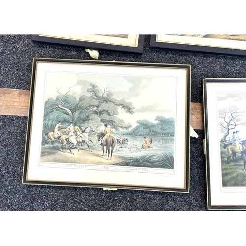 21 - 5 Framed hunting scene prints, largest measures approximately Width 21 inches, Height 17 inches