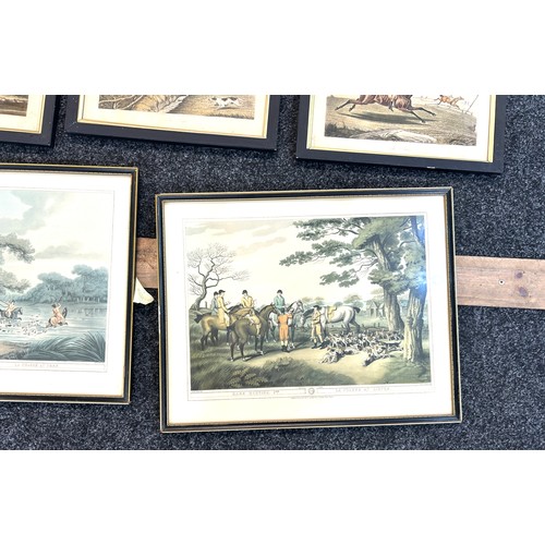 21 - 5 Framed hunting scene prints, largest measures approximately Width 21 inches, Height 17 inches