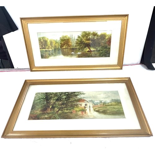 69 - Pair gilt framed signed water colours, M Farn, frame measures approximately Width 27 inches, Height ... 