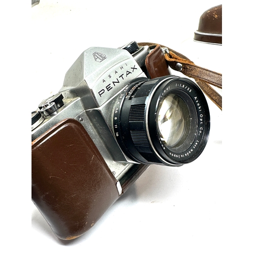 449 - Vintage Asahi Pentax film Camera auto -takumar 1:1.8/55 & 55mm asahi opt Lens & Case untested