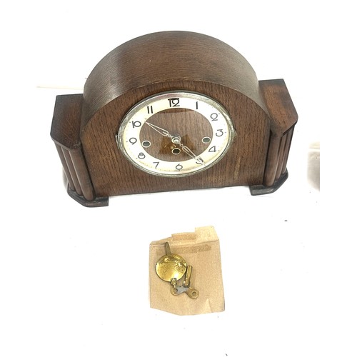 37 - Two three key hole wooden mantel clocks one with key and pendulum the other pendulum only - both AF ... 