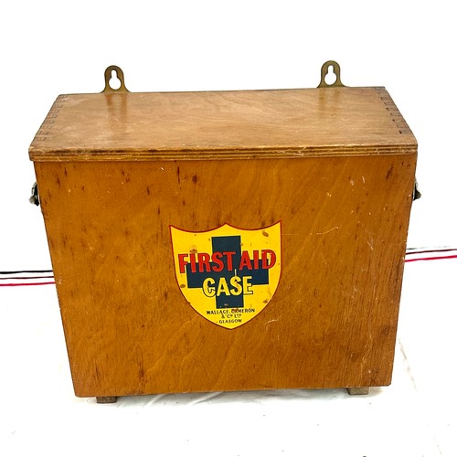 5 - Vintage wooden first aid cabinet with contents