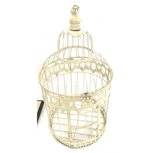 52 - Bird cage and oriental lady figure overall height of largest 20 inches tall