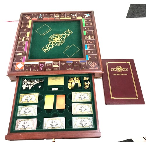 602 - Franklin Mint Monopoly Collector's Edition Wood Board Game with gold plated pieces