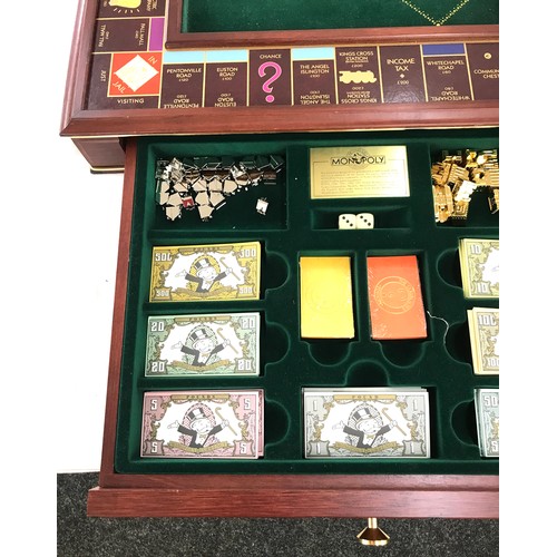 602 - Franklin Mint Monopoly Collector's Edition Wood Board Game with gold plated pieces