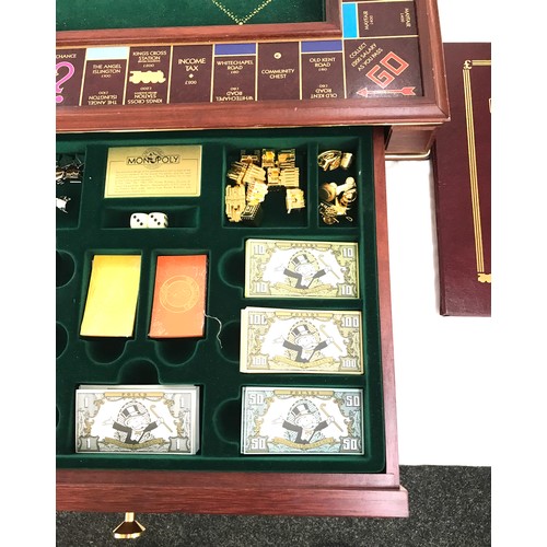 602 - Franklin Mint Monopoly Collector's Edition Wood Board Game with gold plated pieces