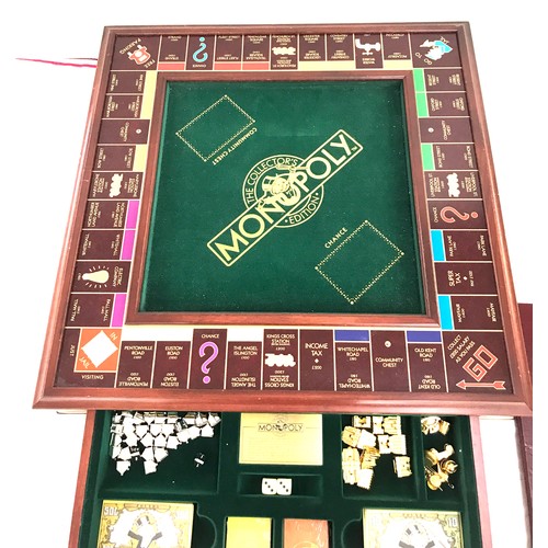 602 - Franklin Mint Monopoly Collector's Edition Wood Board Game with gold plated pieces