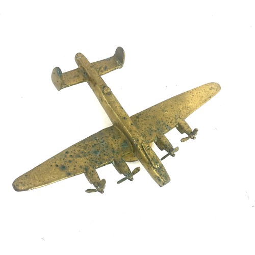 15 - Brass aeroplane mascot measures approx 5 inches tall by 14 inches wide