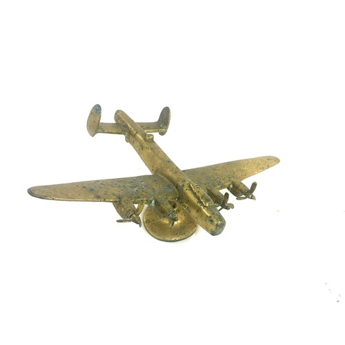 15 - Brass aeroplane mascot measures approx 5 inches tall by 14 inches wide