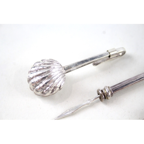 40 - 3 x .925 sterling toothpicks & napkin clip