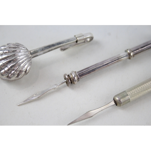 40 - 3 x .925 sterling toothpicks & napkin clip