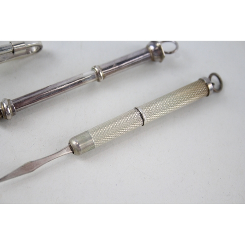 40 - 3 x .925 sterling toothpicks & napkin clip