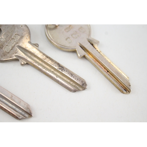 59 - 3 x .925 sterling novelty key form keyrings