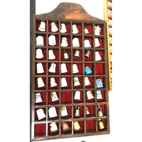 240 - Large selection of assorted Thimbles includes metal thimbles, pottery etc with display cases
