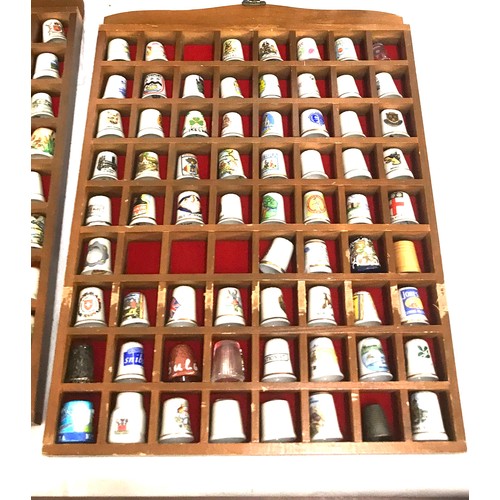 240 - Large selection of assorted Thimbles includes metal thimbles, pottery etc with display cases
