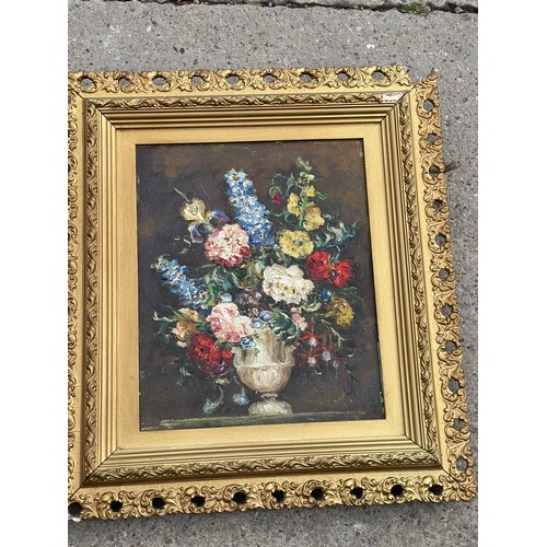 275 - Vintage gilt framed oil painting and a framed print largest measures 22 inches tall by 16 wide