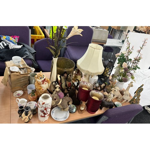 245 - Large selection of miscellaneous to include Leonardo lady figurines, vintage dog toy, china, animal ... 