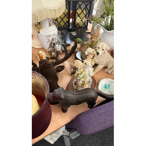 245 - Large selection of miscellaneous to include Leonardo lady figurines, vintage dog toy, china, animal ... 