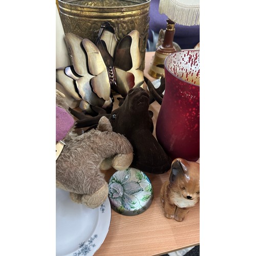 245 - Large selection of miscellaneous to include Leonardo lady figurines, vintage dog toy, china, animal ... 