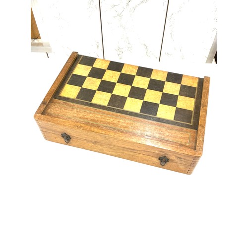 38 - vintage wooden folding chess board, measures approximately 17 inches wide 21 inches depth