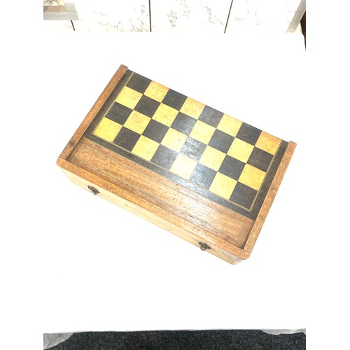 38 - vintage wooden folding chess board, measures approximately 17 inches wide 21 inches depth