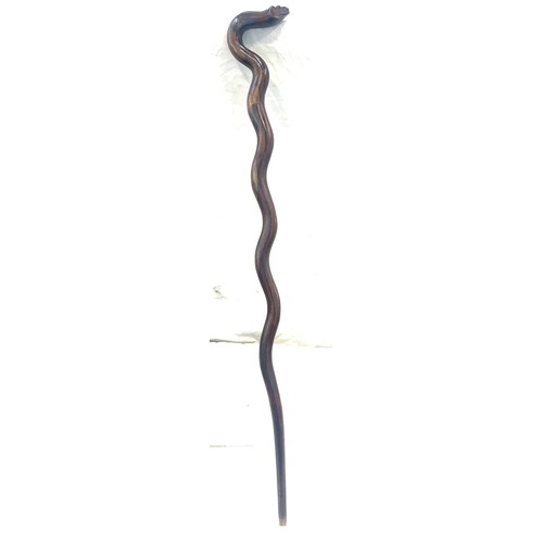 64 - Vintage carved snake walking stick, length 37 inches