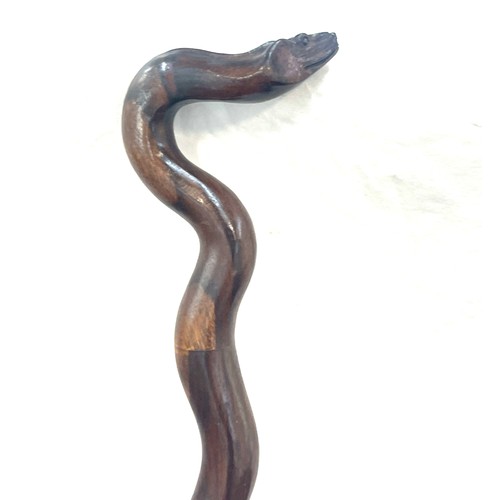 64 - Vintage carved snake walking stick, length 37 inches