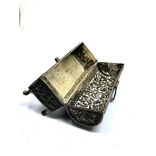 1 - Heavy antique indian silver casket marked 900 measures approx 16cm wide height 8.5cm weight 470g 2 l... 