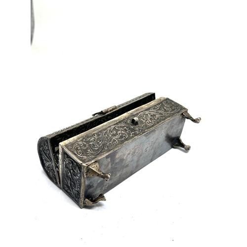 1 - Heavy antique indian silver casket marked 900 measures approx 16cm wide height 8.5cm weight 470g 2 l... 