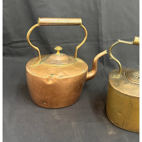 10 - 2 Vintage copper and brass kettles