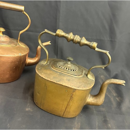 10 - 2 Vintage copper and brass kettles